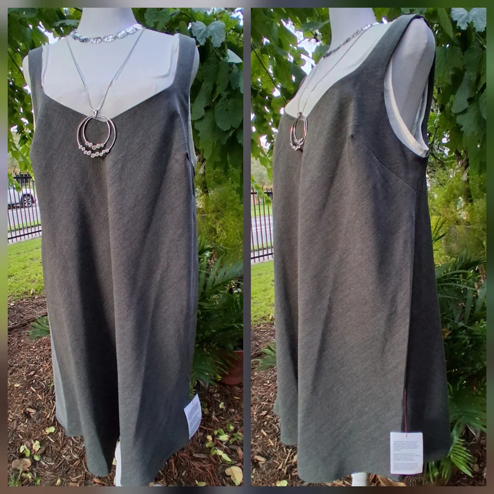 🔥NWT ASOS Gray White Sleeveless Midi Slip Dress Size 12 - Picture 2 of 11